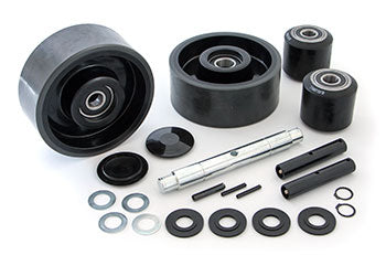GWK-T45-CK, Complete Wheel Kit-Includes (2) Ultra-Poly (70D) Load Wheel Assemblies &-(2) Poly Steer Wheel Assemblies with Bearings, Axles & Fasteners- Fits Multiton Models T45
