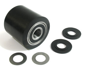MU 09559049, Load Roller Assy - 3 Diameter Tread: Heavy-Duty Poly, Hub: Steel