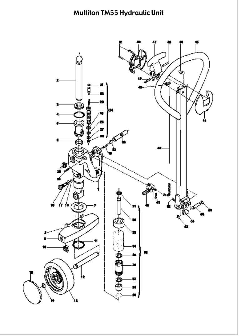 Multiton Tm Multiton TM55 Hydraulic Unit Diagram - Pallet Truck Parts - Liftsplus.com