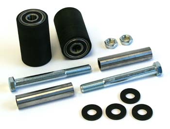 GWK-LCUP-LW, Load Wheel Kit, (2) Black Ultra-Poly Load Rollers (1.75 inch Diameter, 70D) W/ Bearings, Axles and Fasteners