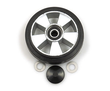 MO 18E310R, Steer Wheel Assembly, Rubber on Aluminum Hub, W/Bearings