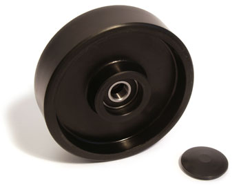 CR 44495-001-ST, Steer Wheel Assembly, Black Poly On Nylon Hub W/ Bearings 