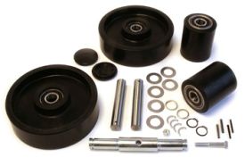 GWK-ECO-CK, Complete Wheel Kit, (2) Ultra-Poly Load Roller Assemblies (70D), (2) Poly Steer Wheel Assemblies, W/ Bearings, Axles and Fasteners