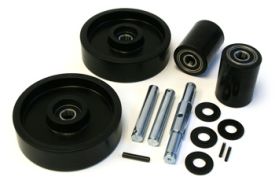 GWK-4YX96-CK, Complete Wheel Kit-Includes (2) Ultra-Poly (70D) Load Wheel Assemblies &-(2) Poly Steer Wheel Assemblies with Bearings, Axles & Fasteners