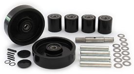 GWK-HP25L-T-CK, Complete Wheel Kit (Tandem) -Includes (4) Ultra-Poly (70D) Load Wheel Assemblies & -(2) Poly Steer Wheels with Bearings Axles and Fasteners 