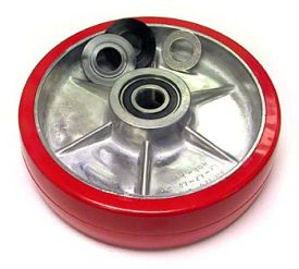 MU 90100-01-P-HD, Steer Wheel Assy, Red Ultra Poly On Aluminum Hub W/ Bearings 